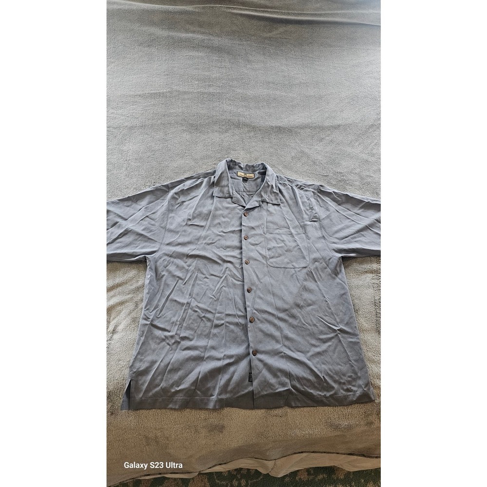 TOMMY BAHAMA mens, szXL, 100% Silk, relax fit, Hawaiian style shirt, blue